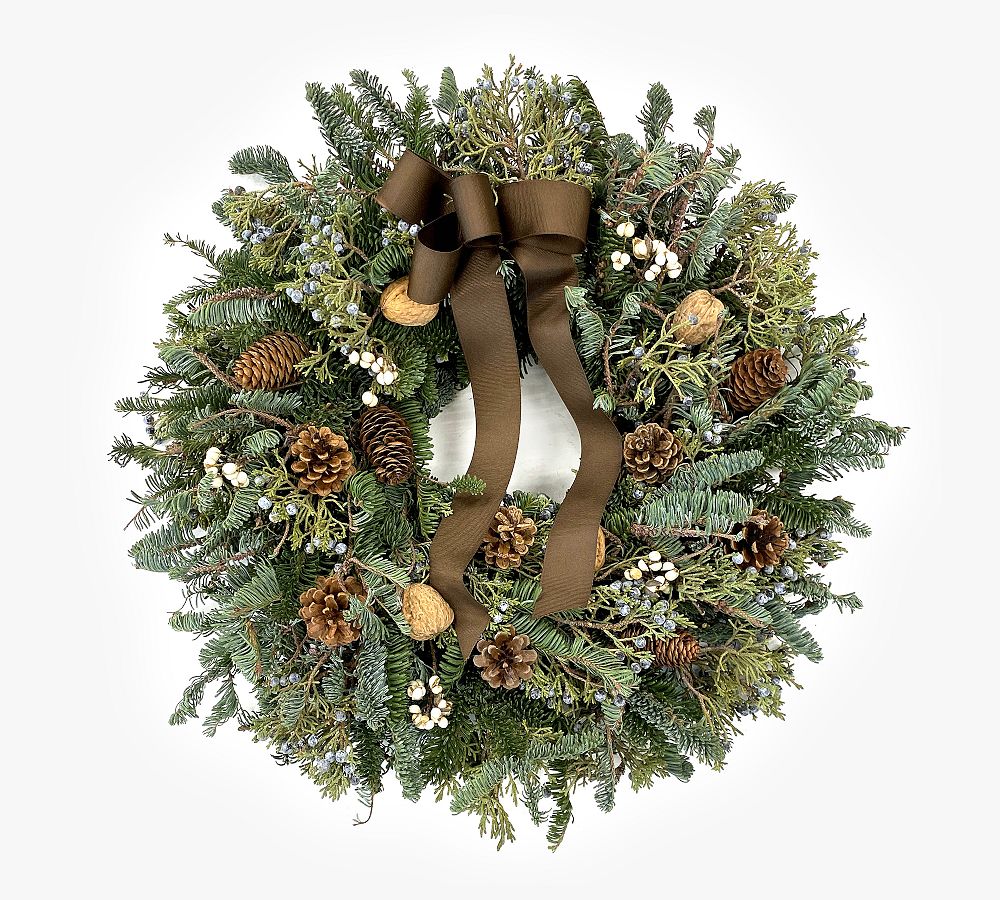 Fresh Juniper, Pinecone &amp; Tallow Berry Wreath - 20&quot;