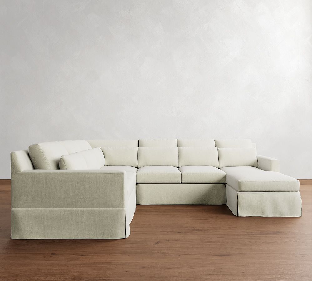 York Square Arm Deep Seat Slipcovered 4-Piece Chaise Sectional (121&quot;)