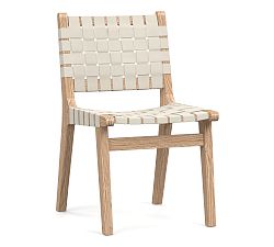 Open Box: Fenton Leather Dining Side Chair, Seadrift Frame, Signature Chalk
