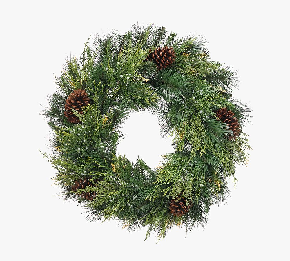 Faux Pinecone &amp; Berry Cedar Wreath
