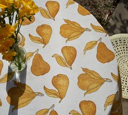 Pear Blockprint Cotton Round Tablecloth