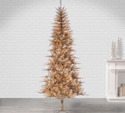 Lit Tuscany Tinsel Faux Christmas Trees