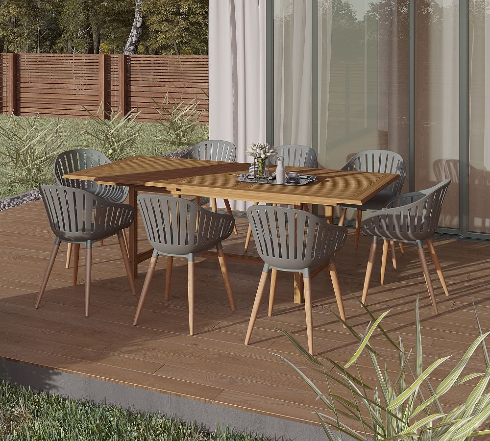 Nassau 9-Piece Teak Rectangular Dining Table with Sinclair Dining Armchair Set