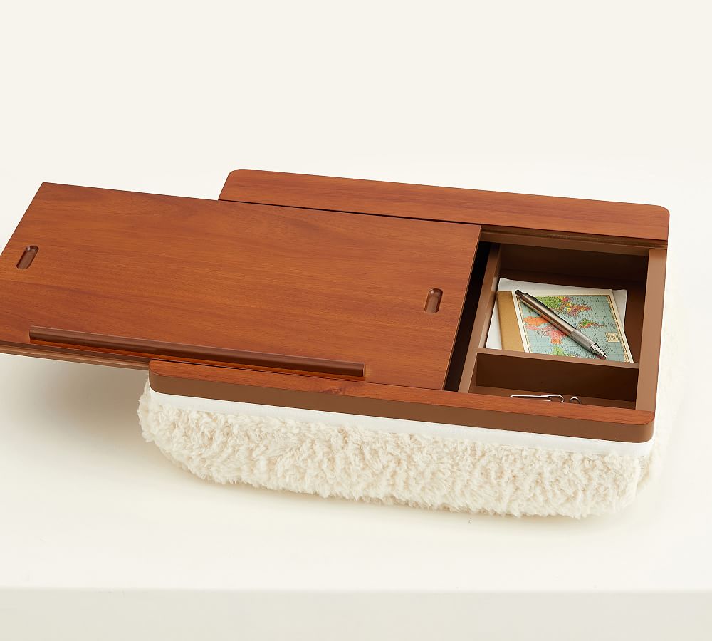 Walnut &amp; Sherpa Storage Lap Desk