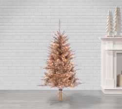 Lit Tuscany Tinsel Faux Christmas Trees