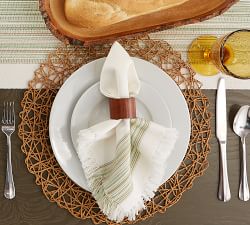 Striped Cotton Fringe Napkins - Set of 6