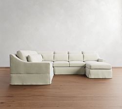 York Slope Arm Deep Seat Slipcovered 4-Piece Chaise Sectional (121&quot;)