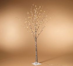Lit LED Wrapped Birch Tree