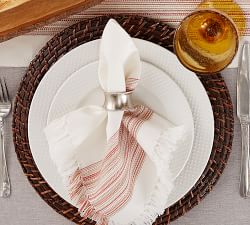 Striped Cotton Fringe Napkins - Set of 6
