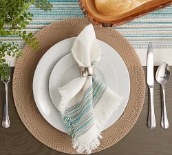 Striped Cotton Fringe Napkins - Set of 6