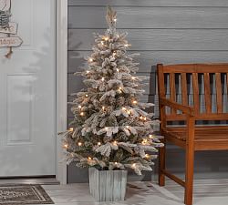 Faux Potted Natural Cut Lightly Flocked Tree