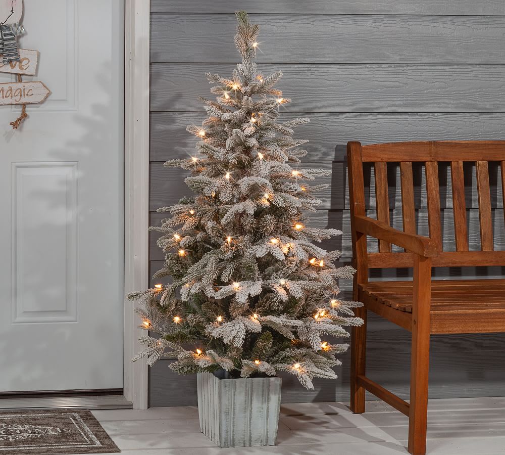 Faux Potted Natural Cut Lightly Flocked Tree