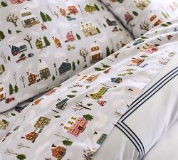 Winter Village Organic Flannel Sheet Set