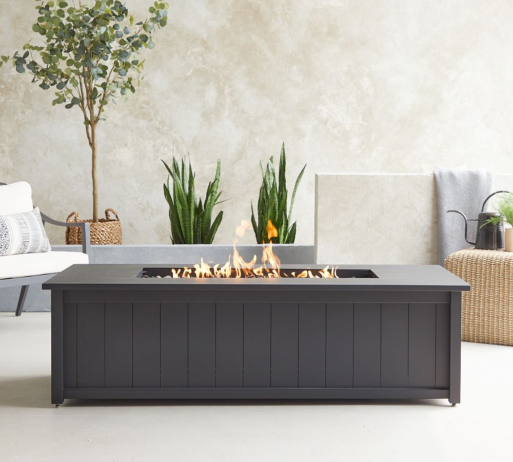 Kristin Metal Rectangular Propane Fire Pit Table with Lid Cover (70&quot;)