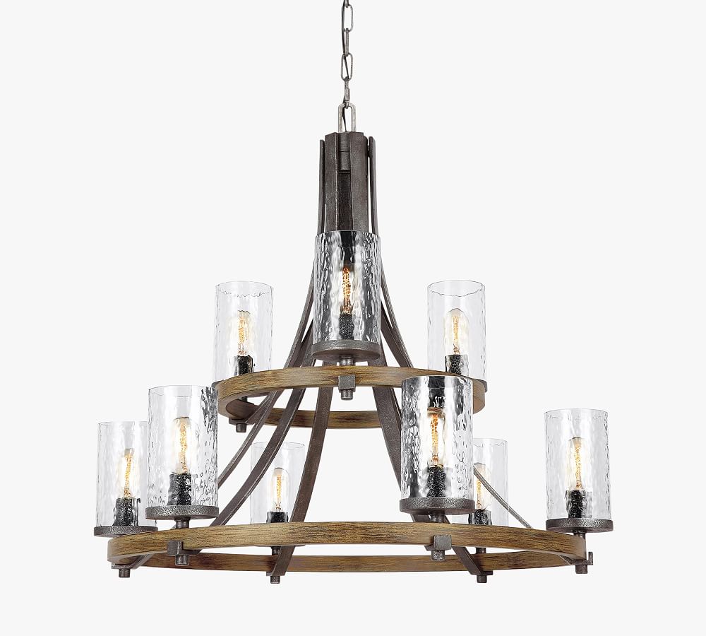 Steffens Iron &amp; Textured Glass Tiered Chandelier (33&quot;)