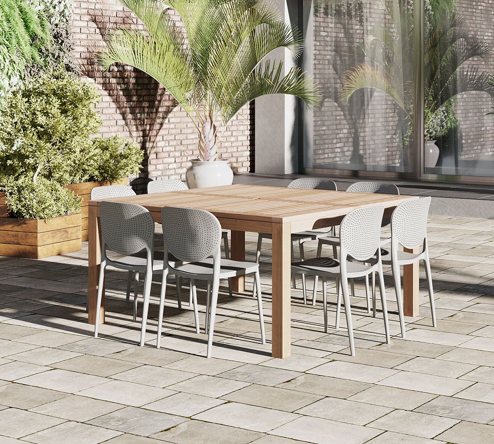 Saldano 9-Piece Teak Square Dining Table Set