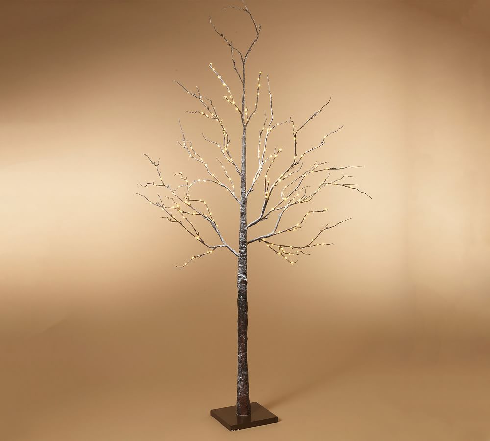 Lit Snowy Brown Birch Tree - 6ft