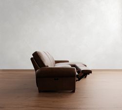 Turner Roll Arm Leather Power Reclining Chaise Sectional (105&quot;&ndash;117&quot;)