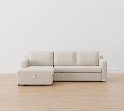 Shasta Square Arm Trundle Sleeper Sofa with Storage Chaise (101")