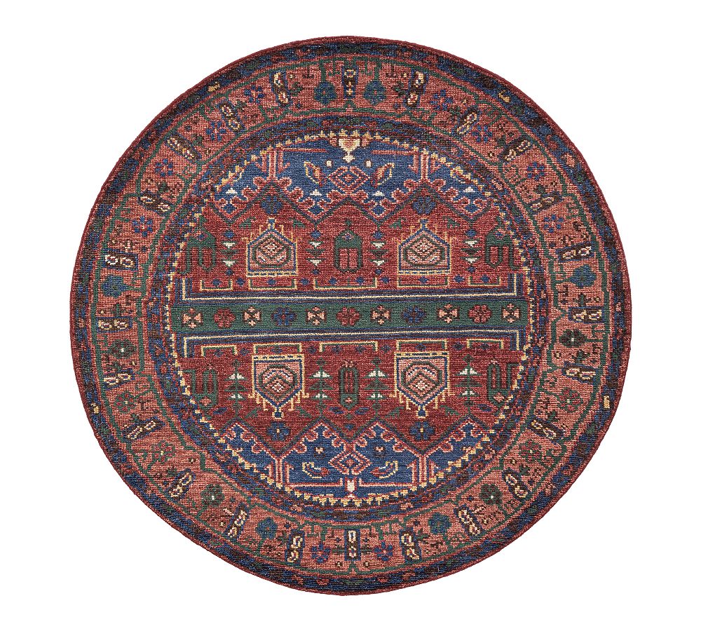 Open Box: Nicolette Hand-Knotted Wool Rug, 6' Round - Cardinal Red