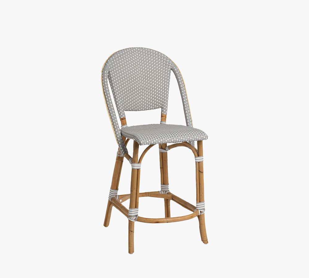 Open Box: Sofie Outdoor Rattan Counter Stool, 26.5" - Gray