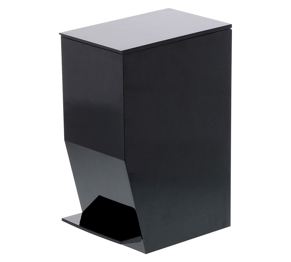 Compact Black Plastic Pedal Trash Can