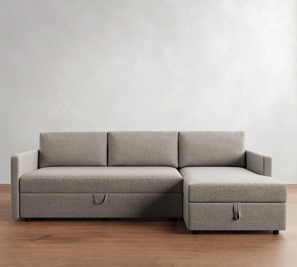 Pacifica Slim Arm Foldback Sleeper Sectional - Storage Available (101&quot;)