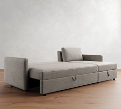 Pacifica Slim Arm Foldback Sleeper Sectional - Storage Available (101&quot;)