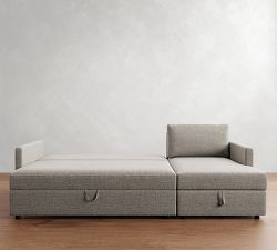 Pacifica Slim Arm Foldback Sleeper Sectional - Storage Available (101&quot;)