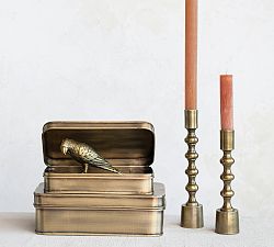 Metal Storage Boxes with Lids, Set of 2