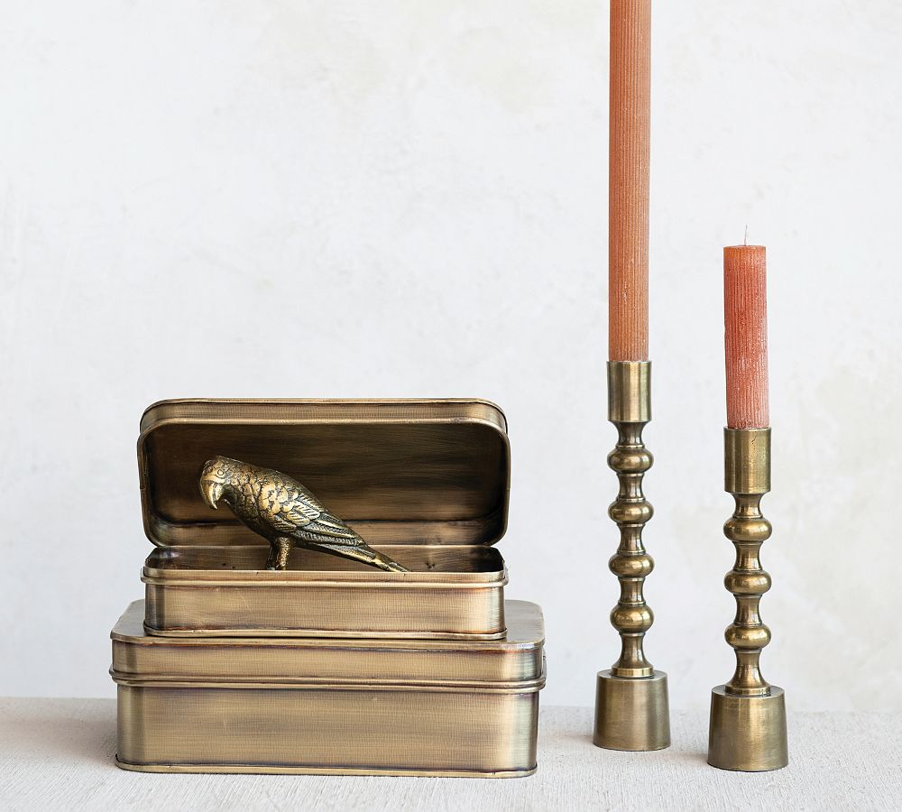 Metal Storage Boxes with Lids, Set of 2