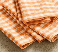 Pumpkin Gingham Organic Cotton Napkins - Set of 4
