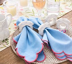 Rustic Bunny Stoneware Napkin Rings - Set of 4