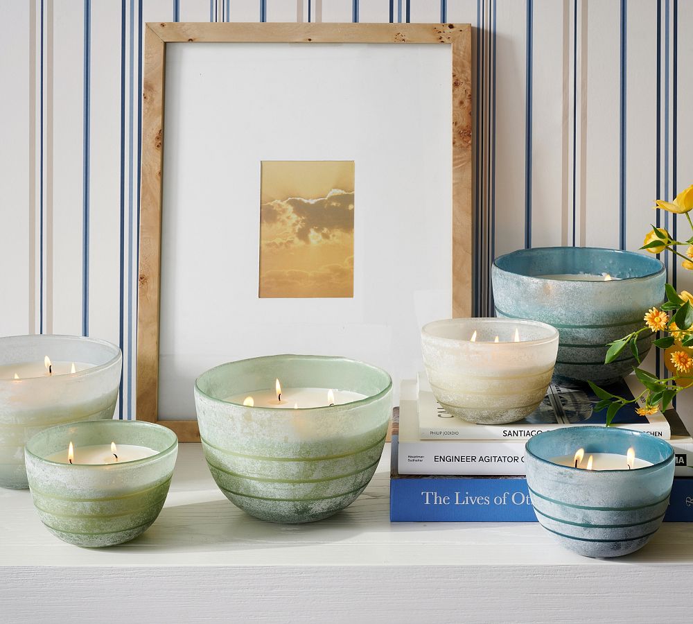 Etched Frosted Glass Scented Candle - Fig &amp; Sandalwood