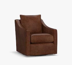 Ayden Slope Arm Leather Swivel Glider