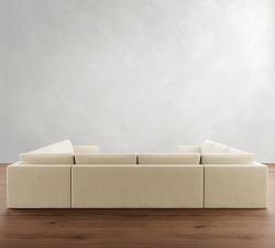 Carmel Slim Arm Slipcovered U-Shaped Sectional (144&quot;)