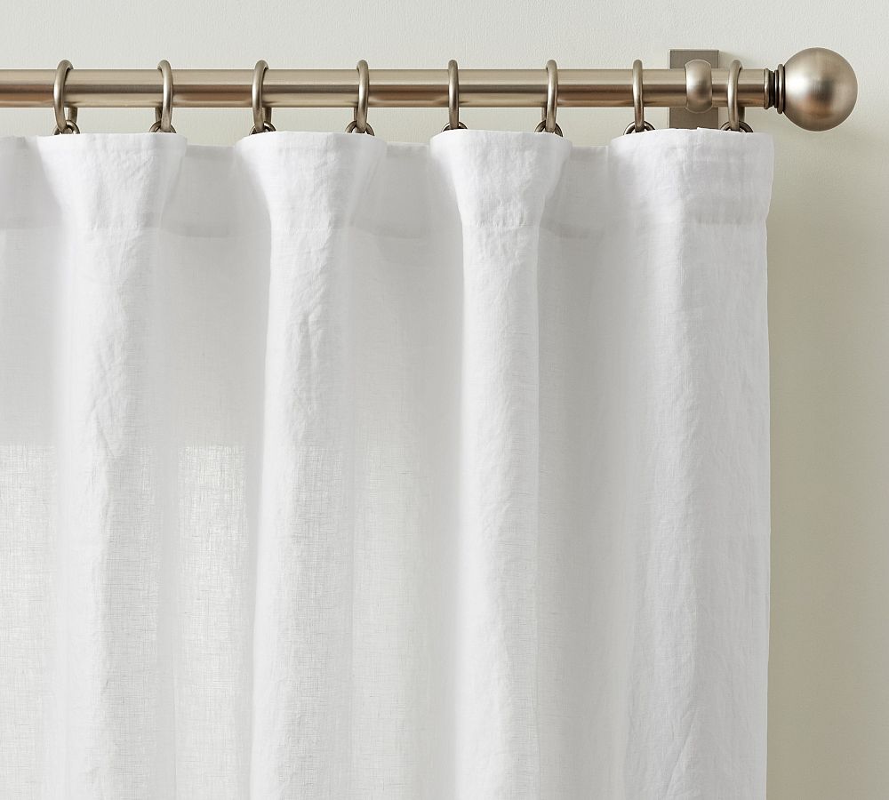 Belgian Flax Linen Unlined Curtain, Size: 50" W x 96" L, Color: White