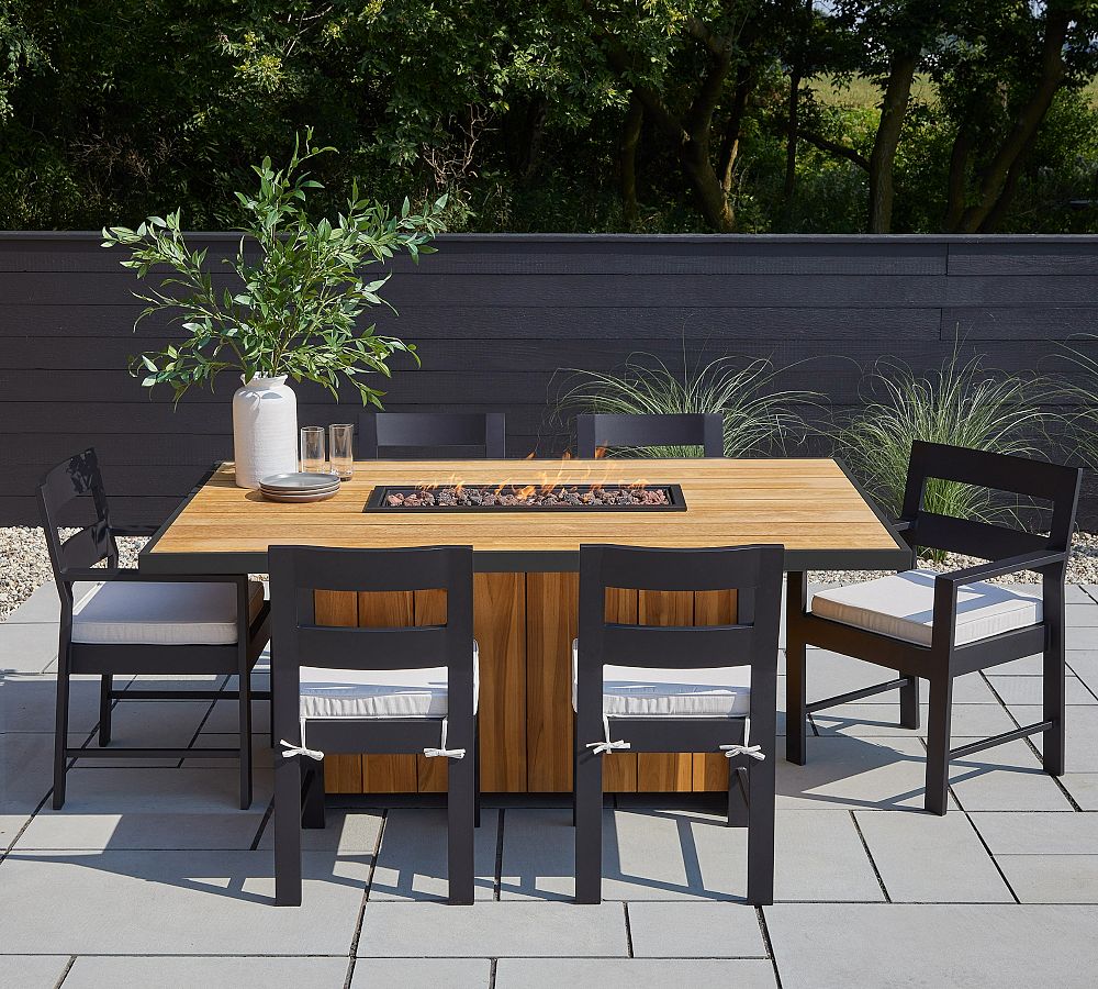 Elodie Rectangular Fire Pit Dining Table with Lid Cover (73&quot;)