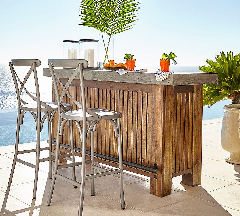 Abbott Concrete &amp; Acacia Ultimate Outdoor Bar (76&quot;)