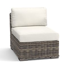 Open Box: Huntington All-Weather Wicker Square Arm Sectional, Armless Chair with Cushion, Gray