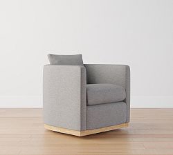 Ayden Barrel Arm Wood Base Swivel Chair