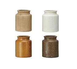 Earthen Hues Reactive Glaze Stoneware Vases, Set of 4