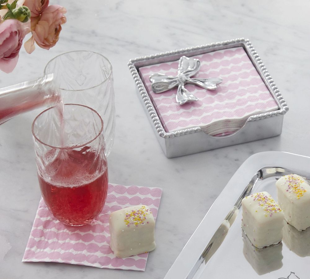 Bow Beaded Recycled Aluminum Napkin Box Set