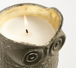 Rustic Glass Owl Candle - Amber Incense