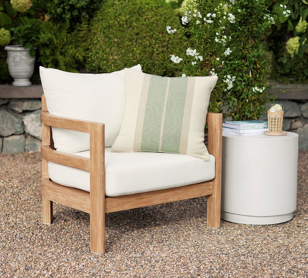 Open Box:Colby Reversible Striped Outdoor Pillow