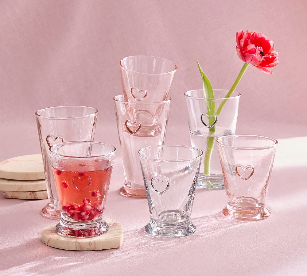 Heart Embossed Drinking Glasses