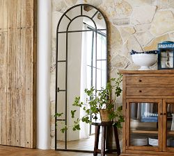 Distiller Metal Arch Paneled Floor Mirror 30 x 82&quot;