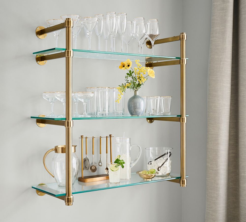 Everson Brass Tiered Shelves (36&quot;)