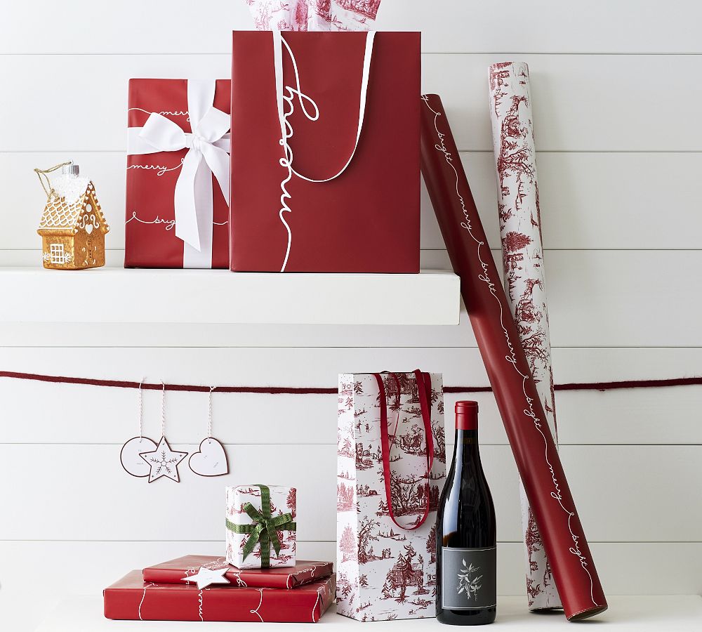 19-Piece Holiday Gift Wrapping Set - Merry Toile