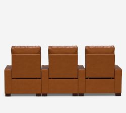 Turner Square Arm Leather Media Chair - Row of 3